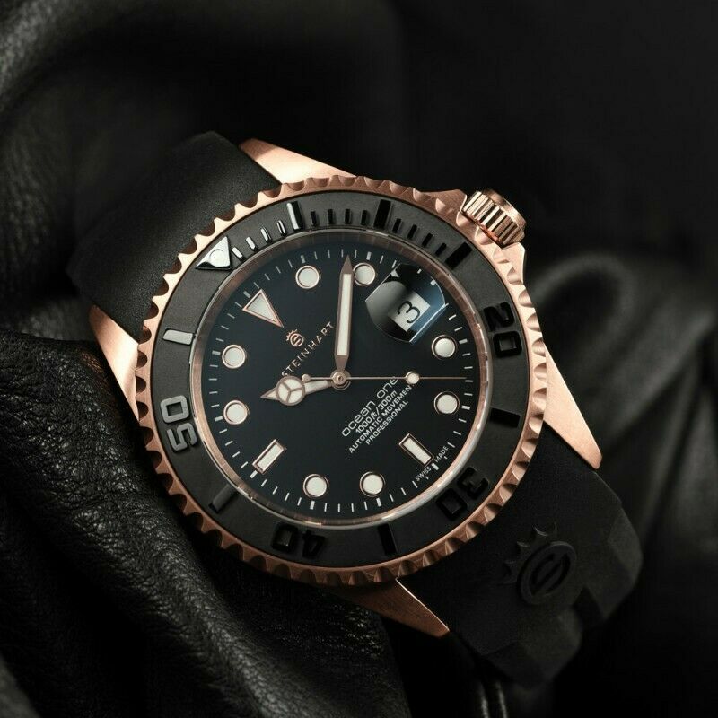 Steinhart Ocean One PINK GOLD Ceramic Bezel Automatic Swiss Dive Watch 103-0893