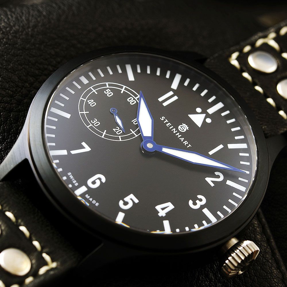 Steinhart Nav B-Uhr 47mm Handwinding Black Men Watch ETA Unitas 6497-1 107-0371
